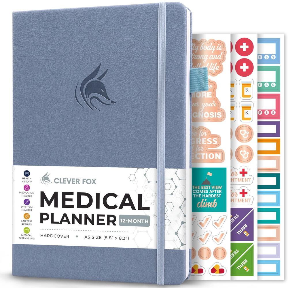Clever Fox Medical Planner 12-Month Hardcover A5 Size Health Tracking Journal